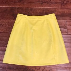 Yellow Faux Leather Skirt.